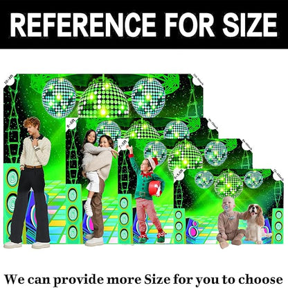 Dance Party Backdrop Retro 80s 90s Theme Stage Dance Ball Music Birthday Party Decoration DJ Photography Background 12 x 10 ft for Baby Shower Picture Photo Shoot Polyester Fabric, Blue