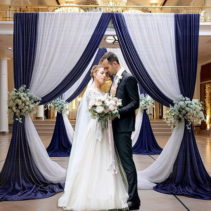 10 x 7 Feet Navy Blue Backdrop Curtain for Partie, Background Curtains for Photoshoot, Birthday, Wedding, Halloween, Thanksgiving, Christmas Day, New Year Party Decorations 5Ft x 7Ft, 2 Panels