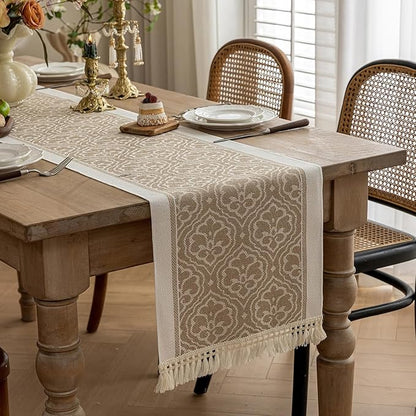 Table Runners 63 Inches,Waterproof Boho Table Runner with Tassel Fringe,Table Runner for Party Coffee Table