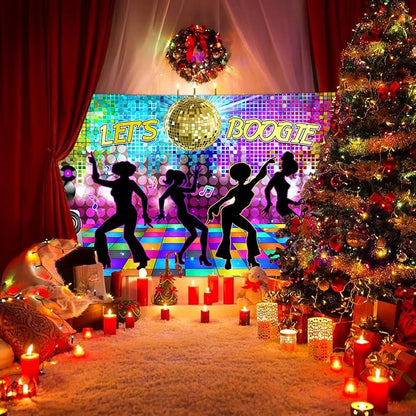 Disco Backdrop 7 x 5 ft Retro Glow Party 70s 80s 90s Theme Stage Dance Background Disco Party Decoration Disco Ball Banner Dance Backdrop for Birthday Party Prom Portrait Photo Props Polyester, Multi