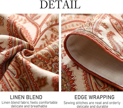 ISAENNE Designer Elegant Red Linen Extra Long Table Runner 118 Inches,Vintage Paisley Pattern Durable Table Runners for Dining Tables,Thanksgiving,Kitchen Tables,Christmas,12"*118"-Chauffrey A