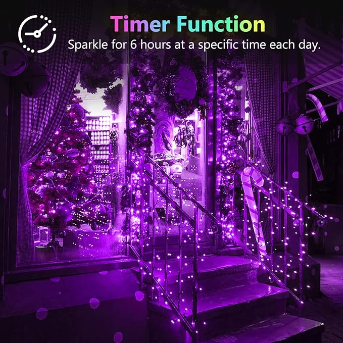4 Pack 20FT 60LED Halloween Battery Operated Fairy Lights with Timer, Waterproof Battery String Lights Outdoor Indoor, Battery Twinkle Lights for Bedroom Wedding Birthday Party Halloween (Purple)