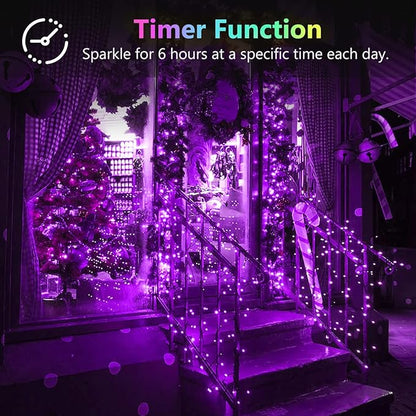 4 Pack 20FT 60LED Halloween Battery Operated Fairy Lights with Timer, Waterproof Battery String Lights Outdoor Indoor, Battery Twinkle Lights for Bedroom Wedding Birthday Party Halloween (Purple)