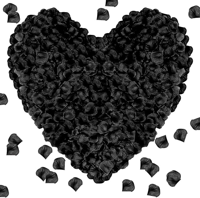 2000 Pcs Black Rose Petals Artificial Flower Petals Silk Black Rose Petals for Romantic Night,Wedding,Proposal Anniversary Flower Decorations