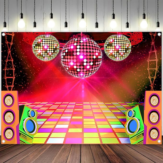 20X10ft Dance Party Backdrop Retro 70s 80s 90s Theme Glitter Stage Dance Ball Background Disco Party Decoration DJ Backdrop Banner for Birthday Party Prom Portrait Photo Shoot Polyester,Purple