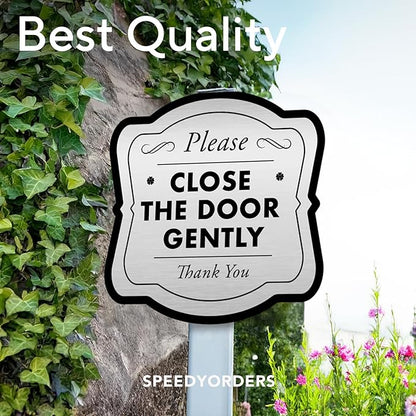 Custom Decorative Outdoor Metal Sign, Personalized Aluminum Driveway Sign, Waterproof, Made In USA, Design 3 Metallic Silver 8x8 In