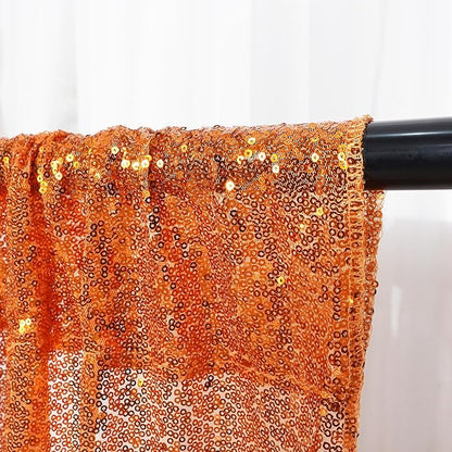 Poise3EHome 6FT x 8FT Orange Sequin Photography Backdrop Curtain for Halloween Party Decoration