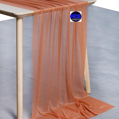 MDS Halloween Chiffon Table Runner - 20 Pack, 29 x 170 Inches, 14ft Each - Sheer Spooky Table Runners for Haunted House Parties, Trick-or-Treat Tables, Witchy Décor, Wedding & Events - Coral Peach