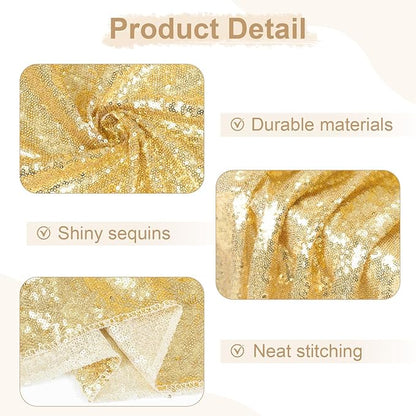 SquarePie Sequin Tablecloth 50 x 72 Inch Light Gold Glitter Table Cloth for Wedding Party Decoration