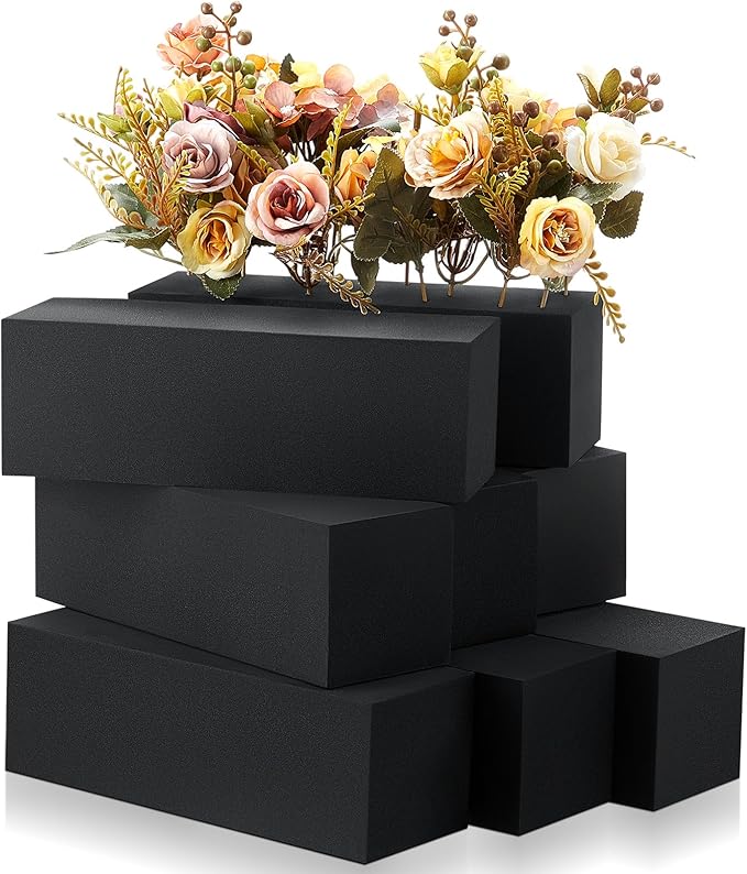 Lallisa 12 Pcs Reusable Floral Foam Blocks Water Weather Resistant Dry Floral Foam for Artificial Flower Arrangements Outdoor Flower Boxes Outside Hanging Planters Wedding Home Decor (9 x 3 x 3")