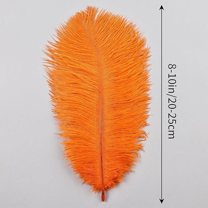 THARAHT Orange Ostrich Feathers 24pcs Natural Bulk 8-10Inch 20cm-25cm for Crafts Wedding Party Centerpieces Halloween and Home Decoration Feathers