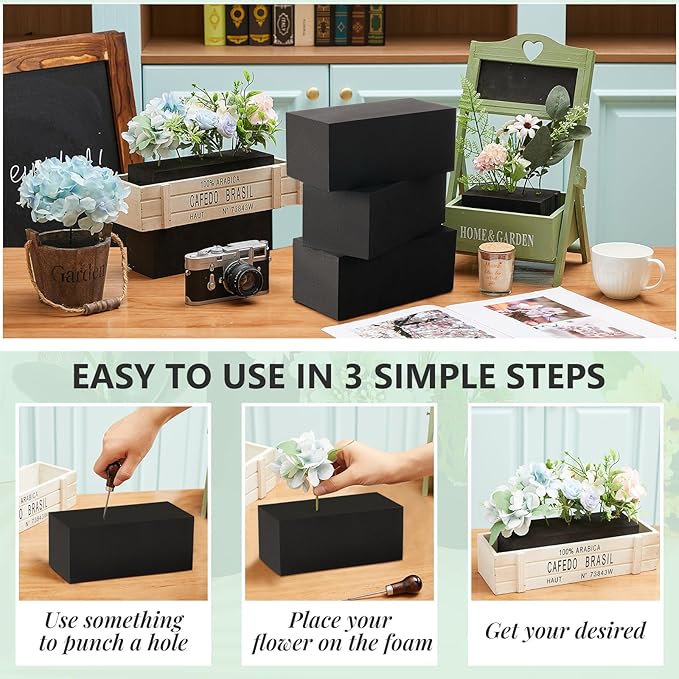 Lallisa 8 Pcs Reusable Floral Foam Blocks Water Weather Resistant Dry Floral Foam for Artificial Flower Arrangements Outdoor Flower Boxes Outside Hanging Planters Wedding Home Decor (6 x 3 x 2.5)