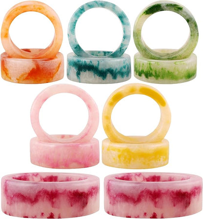12 Pcs Epoxy Resin Napkin Rings Set - Decorative Pastel Table Holders, 1.5" Dia, Art Deco Style - Ideal for Weddings, Dinner, Parties, Home, Dining, Gifting, Indoor & Outdoor (Multi) - CLEENTABLE