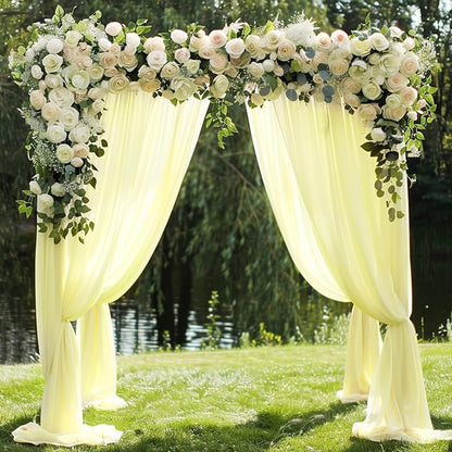 Wokceer Wedding Arch Draping Fabric 28.7" x 20FT Beige Sheer Drapes Backdrop for Wedding Ceremony, Birthday Party, Bridal Shower Decoration