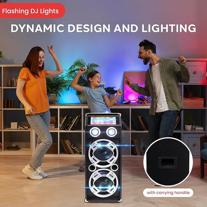 Pyle Wireless Active PA Speaker System - 1000W Portable High Powered Bluetooth Compatible Outdoor Sound Speaker w/ USB SD MP3 FM Radio AUX RCA LED DJ Lights - 35mm Stand Mount, Remote