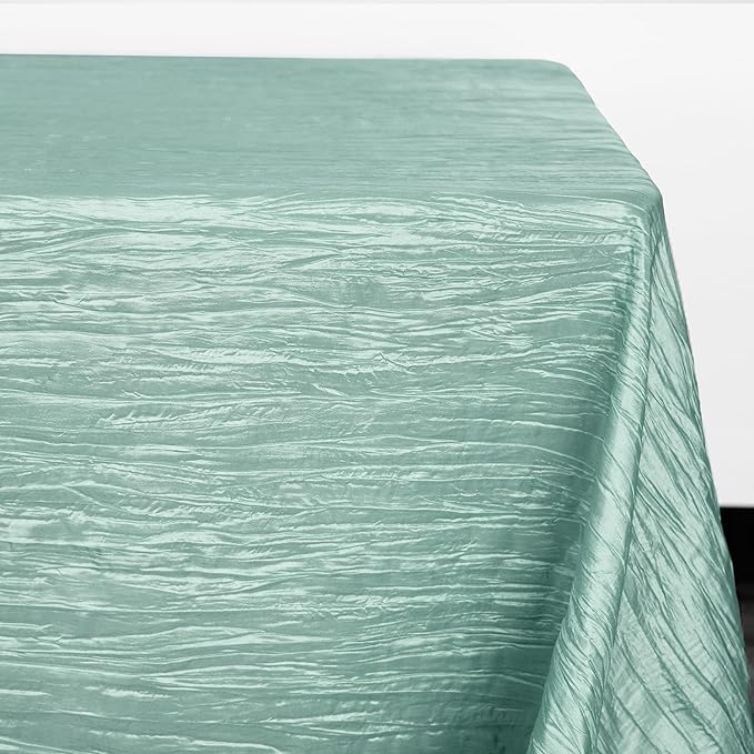 YOUR CHAIR COVERS - 90 x 132 inch Rectangular Crinkle Taffeta Tablecloth - Robin Egg, Rectangle Table Linens for 6 ft Rectangular Tables, Wedding Crushed Table Cloth