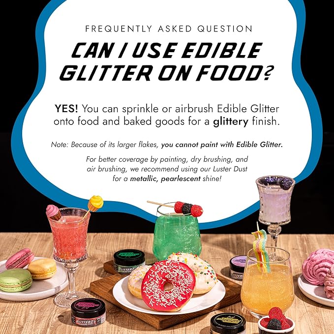 MONÉGASQUE Ocean Blue Edible Glitter for Drinks 10g – Blue Edible Glitter for Cakes & Beverage - Champagne & Halloween Cocktail Drink Shimmer Flakes - Food Decorating & Cake Decorations Spray