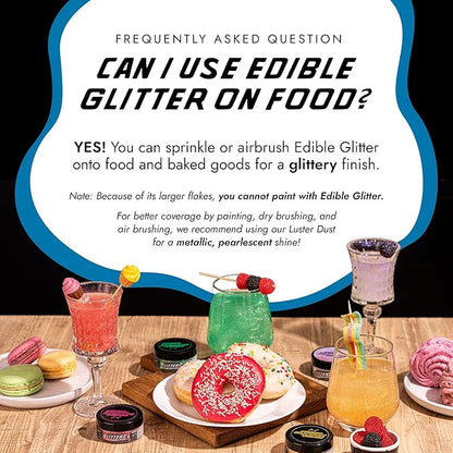 MONÉGASQUE Ocean Blue Edible Glitter for Drinks 10g – Blue Edible Glitter for Cakes & Beverage - Champagne & Halloween Cocktail Drink Shimmer Flakes - Food Decorating & Cake Decorations Spray