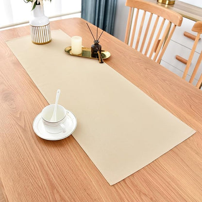 Farmhouse Beige Table Runner Small Short Table Runners 36 Inches Coffee Table Runner for Dresser Living Room Bedroom Holiday Party Banquet 12X36 Inch