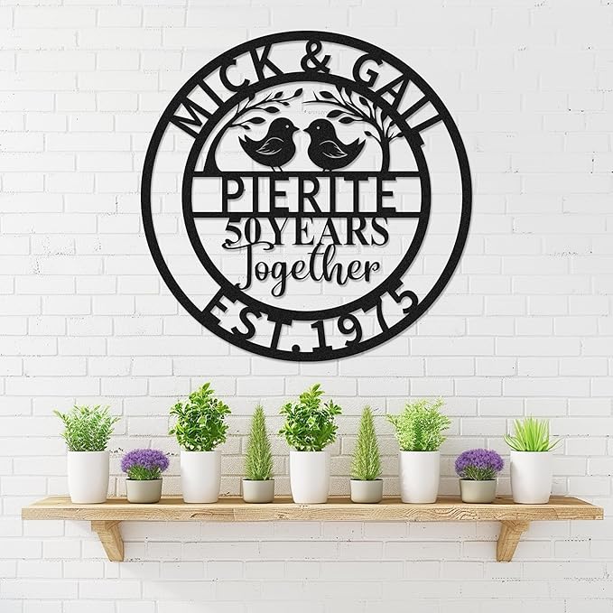 Personalized 40th Wedding Anniversary Sign Gifts for Parents Custom Metal Anniversary Sign Personalized Wedding Gifts for Couples Husband Wife Custom Monogram Name Sign Housewarming Gift