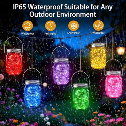 ZNYCYE Mason Jar Solar Lights for Outside, 12 Pack 30LED Fairy Firefly Lights Mason Jar Solar Lids Outdoor Waterproof String Lights with Hangers(NO Jars) for Patio Garden Yard Lawn Decor(6 Colors)