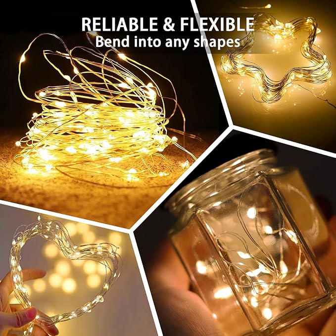 8 Pack Fairy Lights 7Ft 20 LED Twinkle String Lights 3 Modes Battery Operated Waterproof Firefly Starry for Mason Jar Party Wedding Christmas Valentines Day Table Centerpieces,Warm White