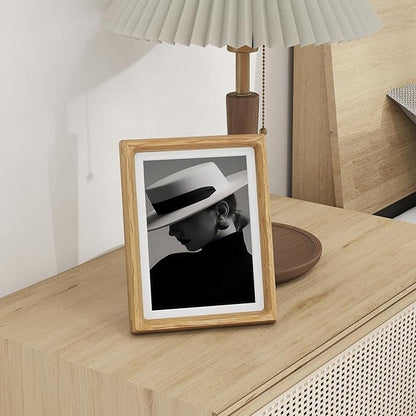 6x8 Frame USA-Sourced Natural Oak Wood Solid Wood Photo Frame Handcrafted Rounded Corner with Mat to 5x7 Picture Frames Display with Real Glass Family Picture, Wedding Picture, Photo, Certificate