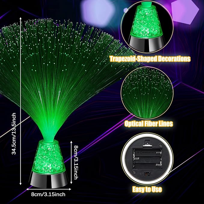 Patelai 10 Pcs LED Fiber Optic Lamp Color Changing Fiber Optic Night Light with Multicolor Glow Decorative Table Centerpiece for Sensory Bedroom Halloween Party Holiday Decorations (Classic,Silver)