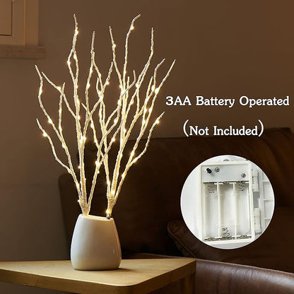 BAOLITVINE Lighted Birch Branches with Timer 70 Fairy Lights 18IN, Twig Lights for Indoor Outdoor Home Christmas Wedding Vase Decorations