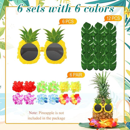 6 Sets Hawaiian Table Centerpieces Pineapple Luau Party Table Decorations Tropical Decor for Beach Summer Party
