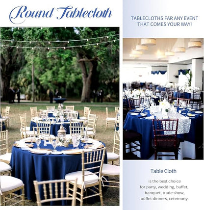 10 Pack Navy Blue 90 Inch Round Polyester Tablecloths - Wrinkle & Stain Resistant, Perfect for Weddings, Parties & Everyday Use
