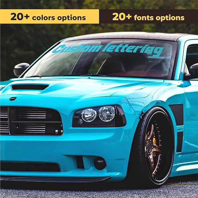 Custom Windshield Decal - Custom Decals for Cars, Truck, Window Lettering - UV Resistant Window Decals for Vehicles - Custom Car Decal Text Banner - Custom Windshield Sticker, Car Truck, SUV