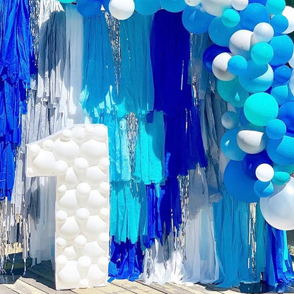 PartyWoo Light Blue Crepe Paper Streamers 4pcs 328ft Pack of Slate Blue Beige White Green Crepe Paper Streamers for Birthday Gender Reveal Baby Shower Mermaid Under The Sea Party Decorations