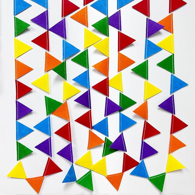 pinkblume Rainbow Party Decorations Colorful Felt Hanging Triangle Mini Bunting Pennant Banner Flag for Birthday Wedding Baby Shower Engagement Carnival Fiesta Festival Party Classroom Nursery Decor