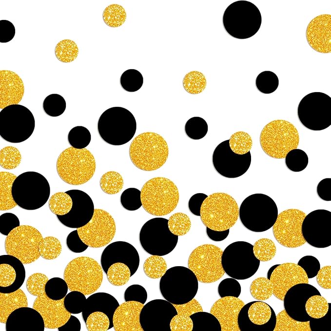 Golden Black Confetti Glitter Golden Scatter Table Decoration Surprise Paper Craft Birthday Party Anniversary Supplies Bridal Baby Shower Party Wedding Gift Circle Dots Decor 100 Pcs