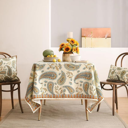 patdrea Designer Vintage Floral Tablecloth for Square Table,Linen Breathable Durable French Table Cloth,Durable Cover for Kitchen Dining,Christmas,Thanksgiving,Tea Party,67"x67"-Lysaniya