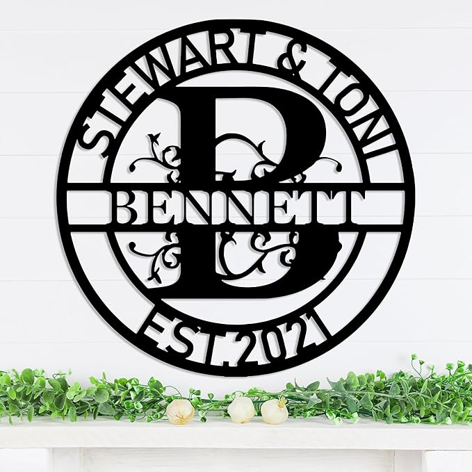 Personalized Metal Name Signs, Split Letter Monogram Wall Decor, Custom Last Name Sign, Family Name Sign for Outdoor, Personalized Wedding Gift, Garden Decor, Metal Wall Art, Housewarming Gift