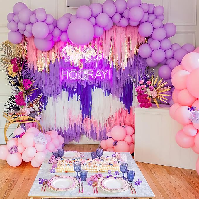 PartyWoo Purple and Gold Crepe Paper Streamers 4pcs 328ft Pack of Metallic Gold Dark Purple Crepe Paper Streamers for Birthday Wedding Gender Reveal Baby Shower Princess Mardi Gras Party Decorations