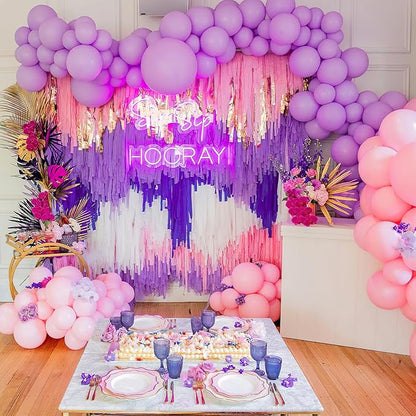 PartyWoo Purple and Gold Crepe Paper Streamers 4pcs 328ft Pack of Metallic Gold Dark Purple Crepe Paper Streamers for Birthday Wedding Gender Reveal Baby Shower Princess Mardi Gras Party Decorations