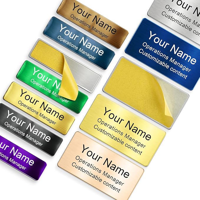 Stainless Steel Personalized Name Plate with Adhesive - Custom Plaque, Name Tag, Badge, Lable, Sign - Engraved Name Plates for Trophy, Award, Memorial