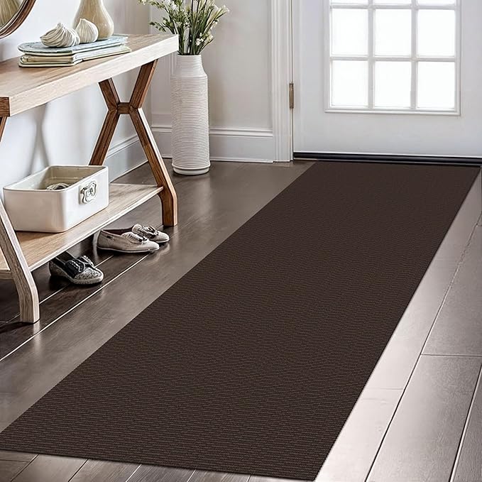 KOZYFLY Washable Runner Rug 2x6 Ft Runners for Hallways Non Slip Kitchen Runners Braided Cotton Entryway Runner Indoor, Carpet for Hallway Kitchen Entryway Bedroom, Dark Coffee/Brown