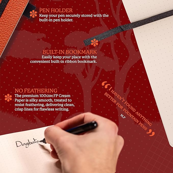 Dingbats A5 Wildlife Dotted Notebook Journal - Premium Vegan Leather Softcover Executive Journal for Women & Men - Work, Note Taking, Writing & Travel