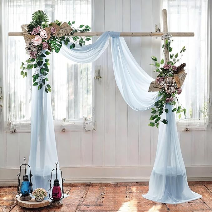 MDS Halloween Chiffon Draping Fabric - 1 Panel, 30" Wide x 100ft Long - Sheer Spooky Arbor & Canopy Drapery for Haunted House Backdrops, Party Ceilings, DIY Costumes & Themed Events - Baby Blue