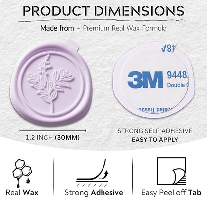 Wax Seal Stickers (60 Pcs, 3 Designs in 1 Pack) Premium Envelope Seal Stickers for Wedding Invitation Envelopes, Adhesive Wax Seals, Perfect for Seating Chart, Gift Wrapping