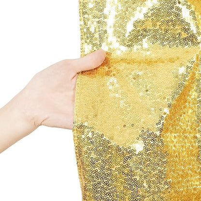 Poise3EHome 6Ft x 8Ft Gold Sequin Backdrop, Glitter Thick Satin Background Drapes, Sparkly Opaque Photography Curtain, Sequence Xmas Thanksgiving Backdrop for Wedding Party Holiday Festival Decor