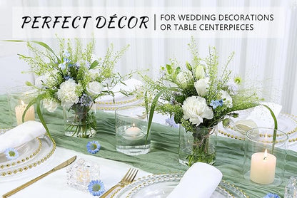 12Pcs Glass Cylinder Vase for Centerpieces 5 Inch Clear Flower Vases Bulk, Glass Hurricane Candle Holder Small Floral Vases for Table, Floating Candle Vase for Wedding Home Décor