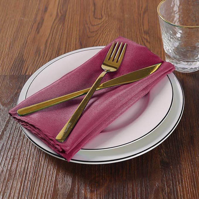 Cloth Napkins 20x20 inch Washable Polyester Dinner Napkins Soft Table Napkins for Wedding Party Dining Banquet(Burgundy,100PCS)