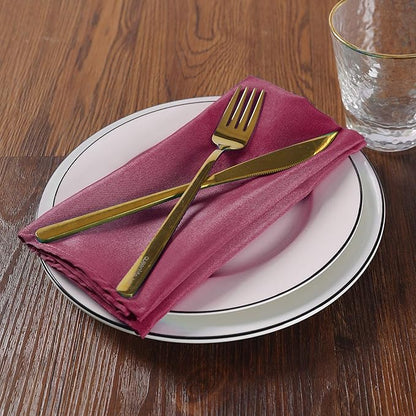 Cloth Napkins 20x20 inch Washable Polyester Dinner Napkins Soft Table Napkins for Wedding Party Dining Banquet(Burgundy,100PCS)