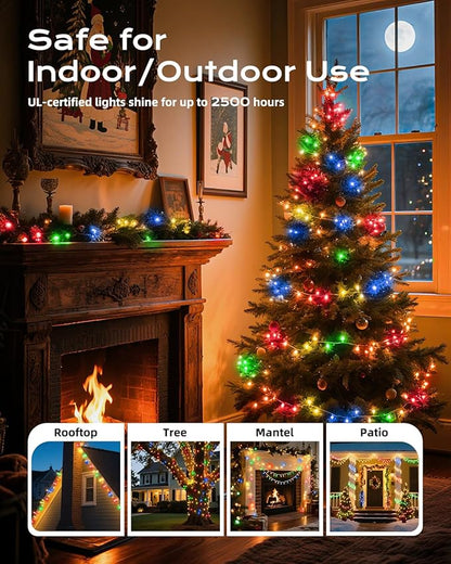 Brightown Multicolor Christmas Mini String Lights, 100-Count 26.5ft Incandescent Bulb Fairy Lights for Indoor Holiday Decor, Christmas Tree Garland Wedding Party Multi-Use Xmas Decoration, White Wire