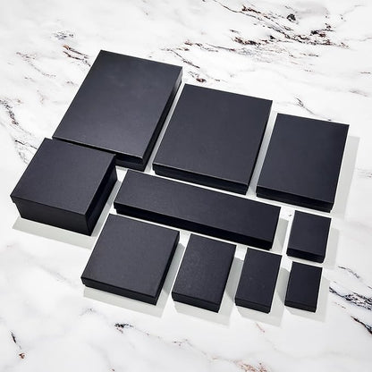 TheDisplayGuys - 25-Pack #53 Kraft Paper Cardboard Gift Boxes/Jewelry Cases w. Cotton Padding & Lid - Matte Black - (5.4" x 3.9" x 1.0")